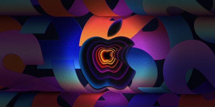 an apple logo is shown in the middle of colorful shapes and colors that appear to be distorted