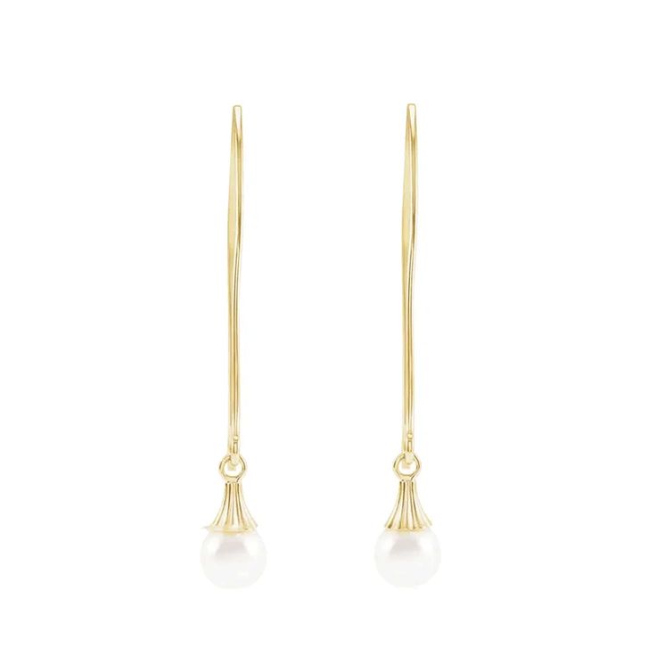 Crafted with 14K yellow gold and featuring exquisite cultured Akoya pearls, these earrings are both elegant and timeless. Evening Akoya Pearl Drop Earrings, Elegant 14k Yellow Gold Linear Earrings, Akoya Pearl Drop Dangle Earrings, Elegant Long Drop Pearl Pendant Earrings, Akoya Pearl Drop Earrings, Graceful Pearl White Earrings For Formal Occasions, Elegant Long Drop Linear Earrings, Dangle Akoya Pearl Earrings For Pierced Ears, Graceful Pearl Earrings For Formal Occasions