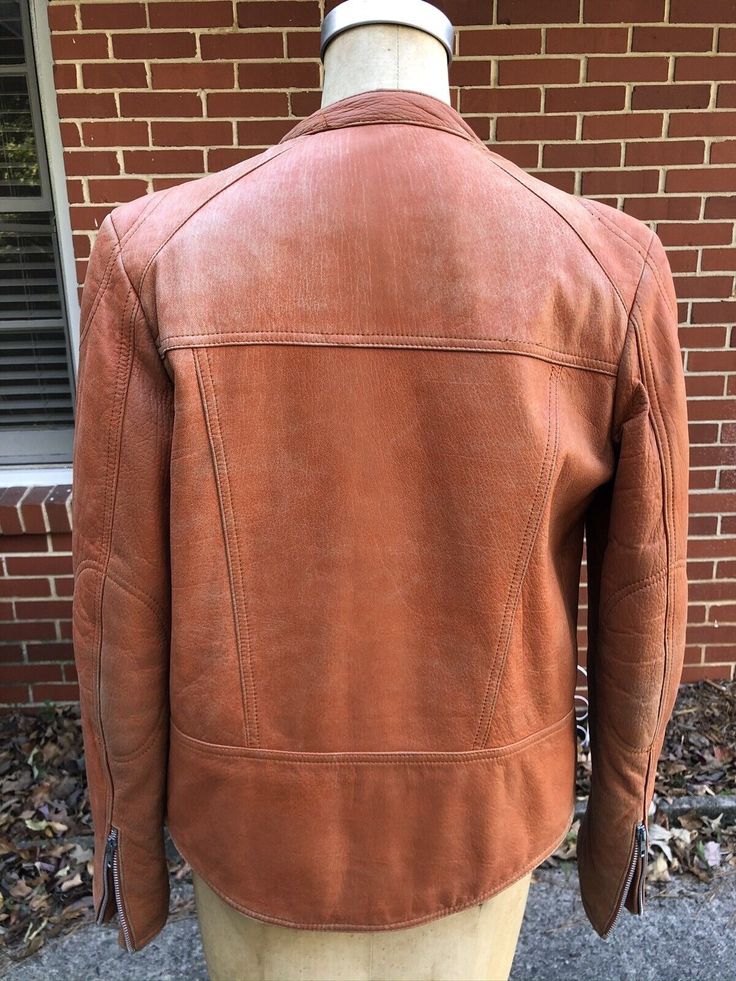 90’s Helmut Lang Leather Motorcycle Jacket | eBay Vintage Sport Coat With Double-needle Stitching For Fall, Vintage Fall Sport Coat With Double-needle Stitching, Classic Leather-lined Biker Jacket For Fall, Classic Fall Biker Jacket With Leather Lining, Casual Brown Leather Sport Coat, Designer Brown Biker Jacket For Fall, Designer Fall Biker Jacket With Pockets, Fall Leather Biker Jacket With Double-needle Sleeve, Rugged Winter Workwear Biker Jacket