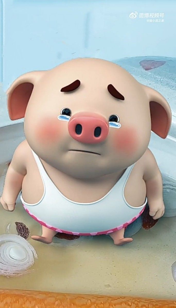 a cartoon pig sitting on top of a bath tub