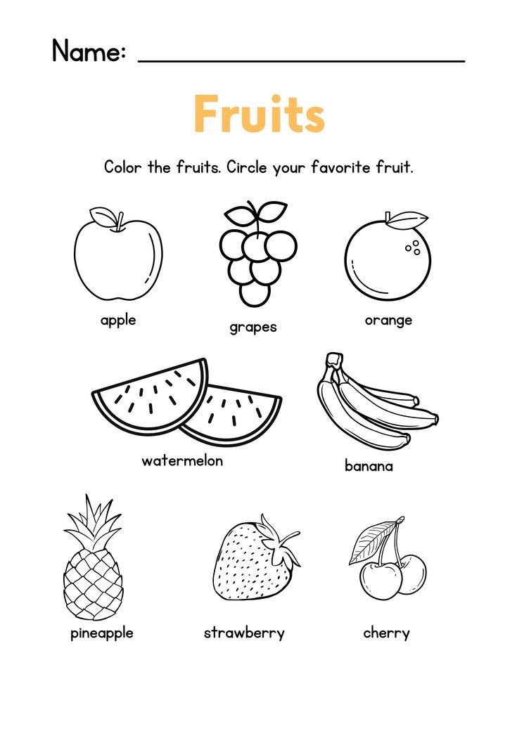 the fruits worksheet is filled with pictures to help students learn how to write and color