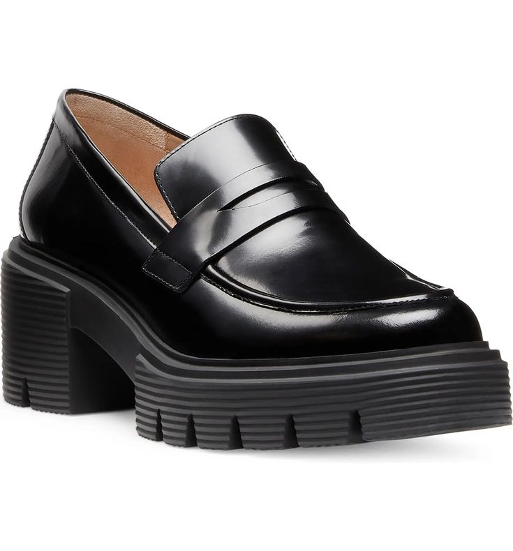 Stuart Weitzman Soho Loafer (Women) | Nordstrom Medium Width Slip-on Platform Loafers For Work, Trendy Formal Platform Loafers, Trendy Chunky Platform Loafers With Block Heel, Trendy Oxfords With Lug Sole For Formal Wear, Trendy Formal Oxfords With Lug Sole, Classic Platform Loafers With Chunky Platform For Work, Chic Platform Loafers With Lug Sole And Round Toe, Classic Chunky Platform Loafers For Work, Trendy Slip-on Platform Loafers With Lug Sole