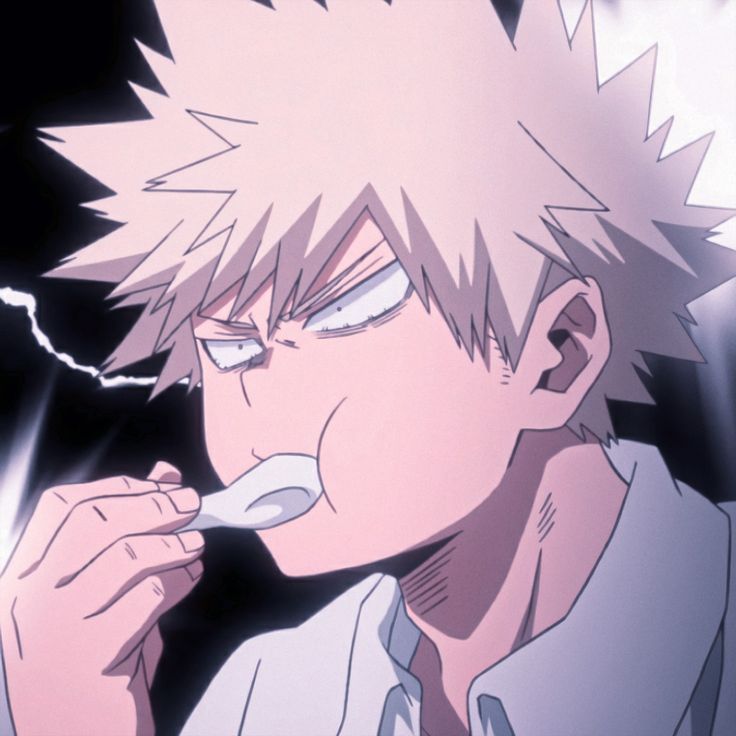 an anime character brushing his teeth while looking at something in the distance with lightning behind him