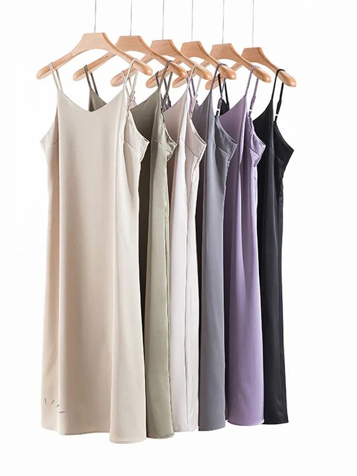 Elegant Spaghetti Strap Sleepwear For Summer, Elegant Summer Sleepwear With Spaghetti Straps, Casual Stretch Slip Dress With Spaghetti Straps, Spring Camisole Slip Dress With Straps, Spring Camisole Slip Dress, Casual Stretch Camisole Slip Dress, Seamless Spaghetti Strap Daywear Dresses, Spaghetti Strap Camisole For Spring Loungewear, Spring Loungewear Slip Dress With Spaghetti Straps