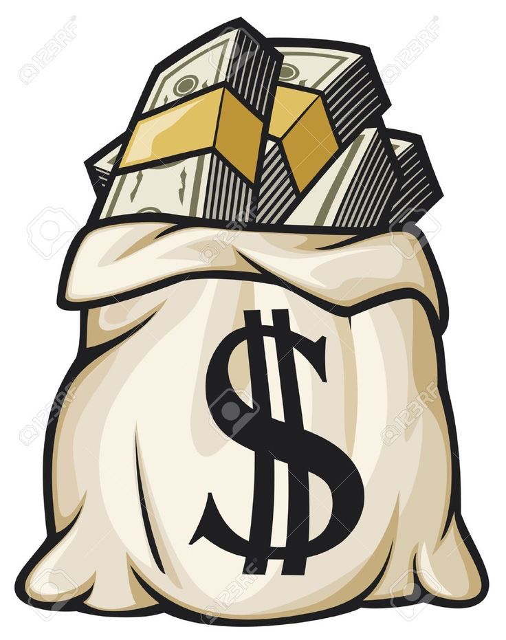 a bag full of money on white background