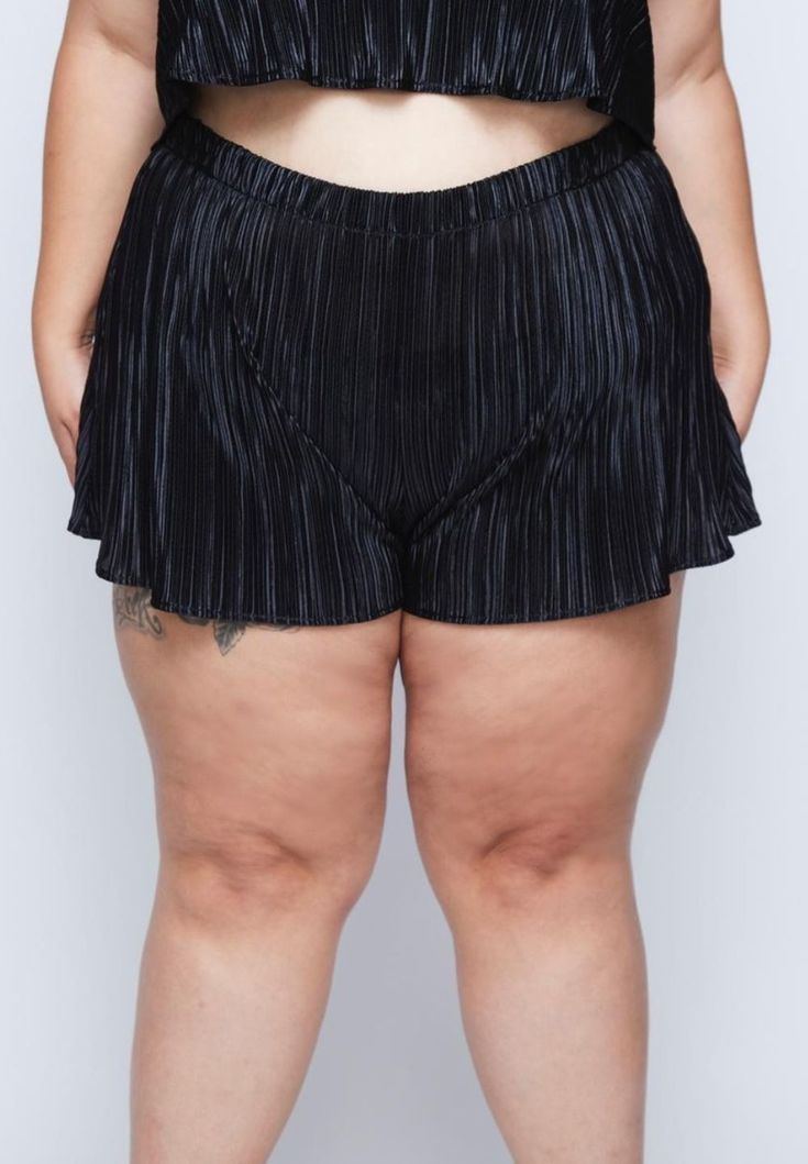 FitModel is 5'6 and wearing a 2X.?ÿShorts?ÿlength is 14" on size 2X?ÿ Our Cassie Shorts are answers to your prayers! Fun, flirty, and comfy, these shorts keep you cool and cute around the house or around the city. Pair with our Stella Cami for maximum impact! Made in?ÿUSA Polyester 95% / Spandex 5% *Size up for a roomier fit Black Stretch Shorts For Summer, Stretch Black Shorts For Summer, Black Relaxed Fit Shorts With Short Inseam, Summer Pajama Shorts For Night Out, Summer Mid-thigh Length Pajama Shorts, Black Pajama Shorts With Elastic Waistband, Black Elastic Waistband Pajama Shorts, Black Knee-length Shorts With Elastic Waistband, Mid-thigh Length Shorts For Summer Loungewear