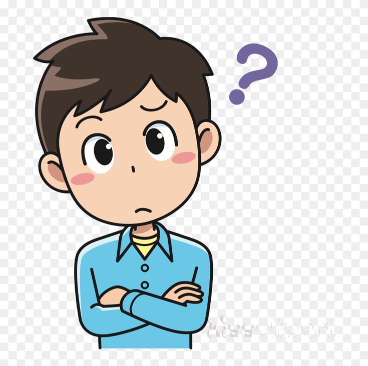 a man with his arms crossed looking at the question mark on his head png