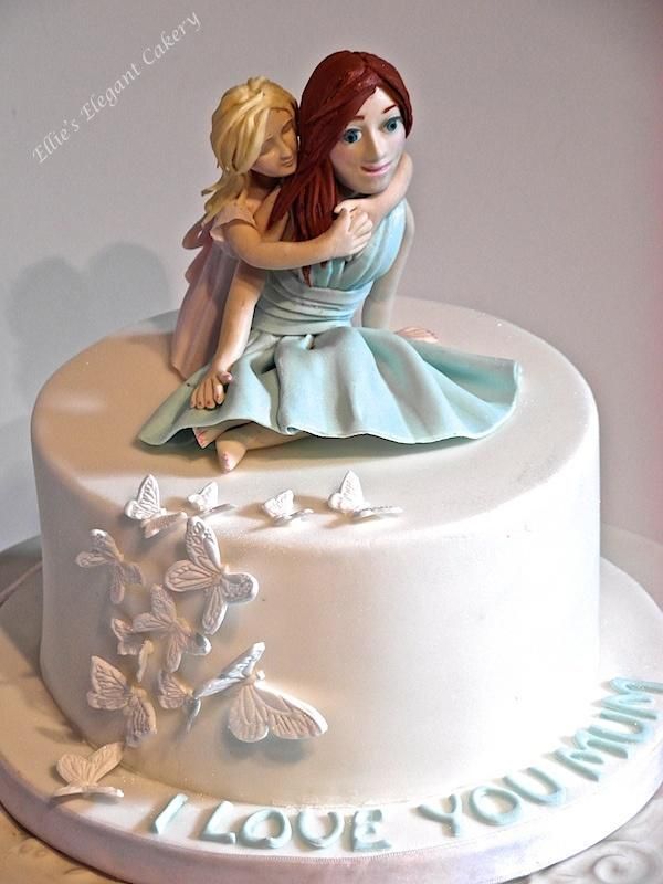 Mother and daughter x <3   - Cake by Ellie @ Ellie's Elegant Cakery Cute Cake Ideas For Moms Birthday, Mom And Daughter Cake Ideas, Birthday Cake For Mom Mothers Elegant, Cake For Daughter Birthday, Mom Theme Cake, Mother Daughter Cake Design, Cake Ideas For Moms Birthday, Mom Birthday Cake Ideas Mothers, Mom Bday Cake