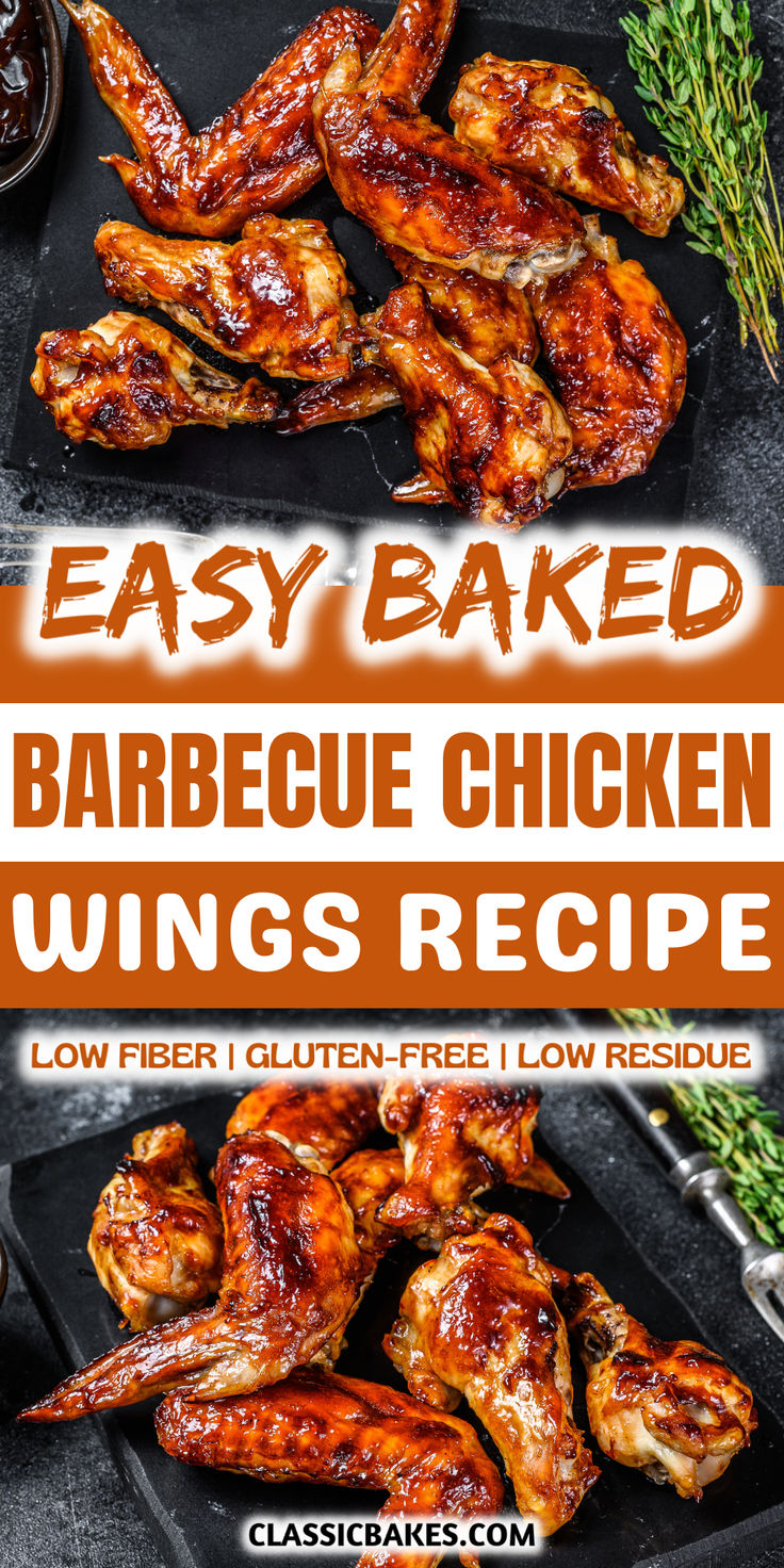 easy baked barbecue chicken wings recipe with text overlay