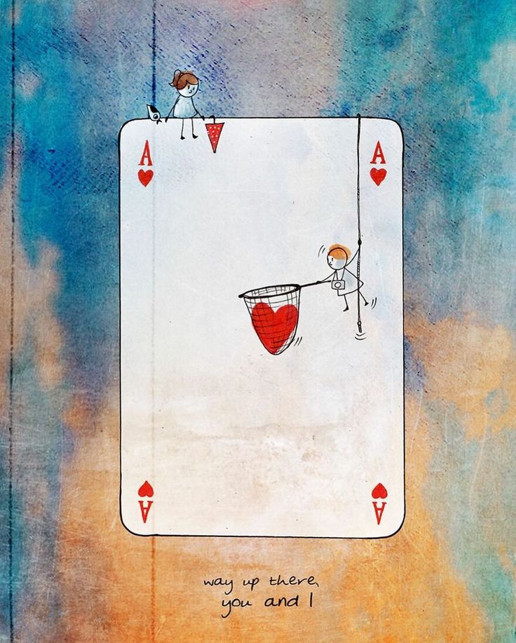 a drawing of a playing card with two people on it