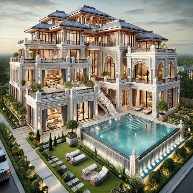 this is an artist's rendering of a luxurious mansion in the suburbs of miami