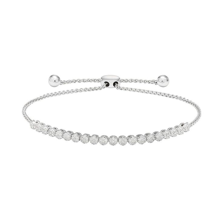 Elegant Adjustable Diamond Bracelet With Accents, Fine Jewelry Diamond Bracelet With Adjustable Chain For Anniversary, Anniversary Diamond Bracelet With Adjustable Chain, Adjustable Dazzling Diamond Bracelets, Elegant Adjustable Diamond White Bracelet, Adjustable Single Cut Diamond Jewelry, Classic Adjustable Sterling Silver Bracelet With Brilliant Cut, Adjustable Sterling Silver Tennis Bracelet With Brilliant Cut, Elegant Adjustable Sterling Silver Bracelet In Diamond White