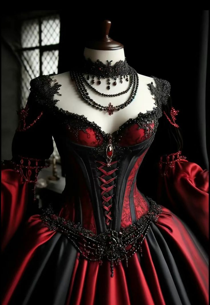 Dark Royalty Aesthetic Outfit, Red Witch Costume, Ball Gowns Victorian, Gown Aesthetic, Vintage Prom Dresses, Vampire Dress, Gothic Mode, Gothic Wedding Dress, Red Wedding Dresses