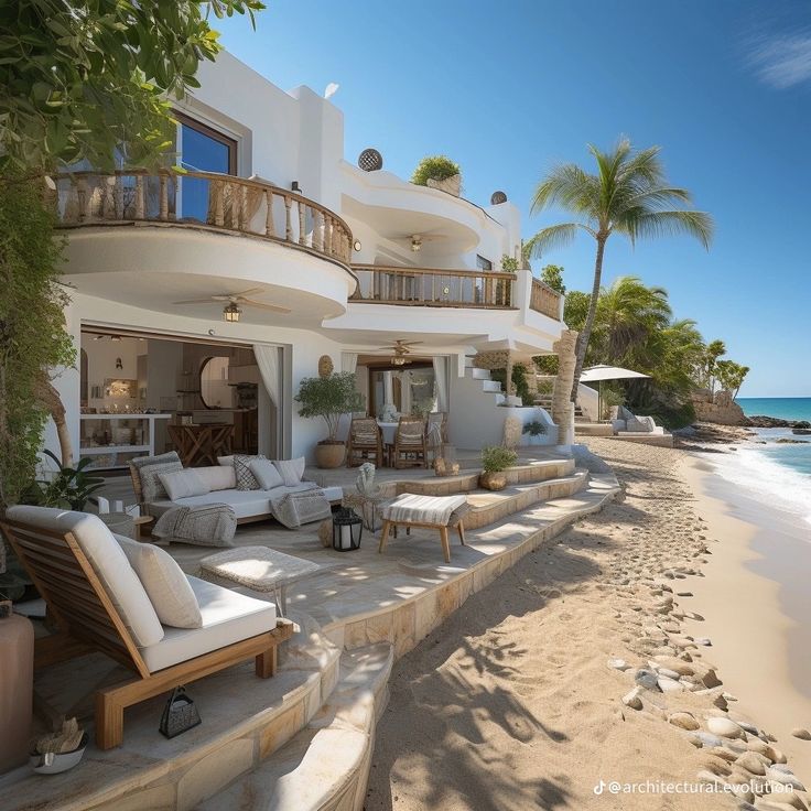 a beach front house with an ocean view