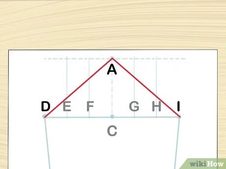 a triangle with the word def g h c on it and an arrow pointing up