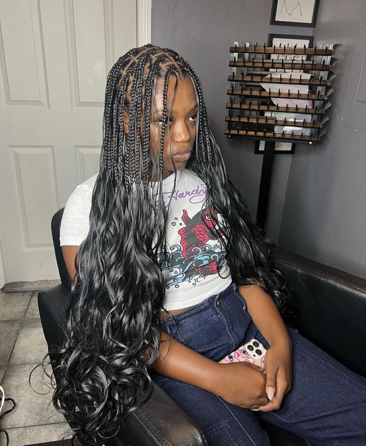 Boho French Curls, Large French Curl Braids, Boho French Curl Braids, Braid Reference, Blackgirl Hairstyle, French Curls, Braided Hairstyles For Black Women Cornrows, French Curl, Beautiful Black Hair