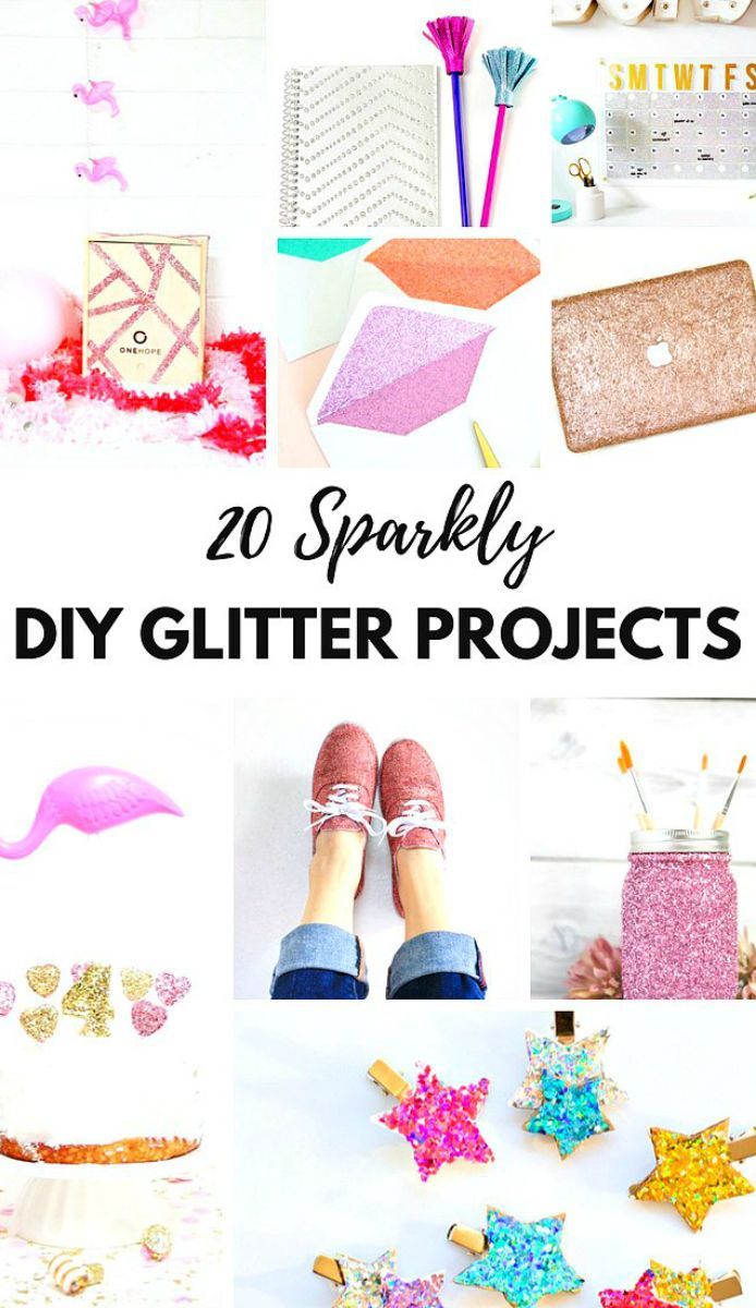 20 diy glitter projects with text overlay