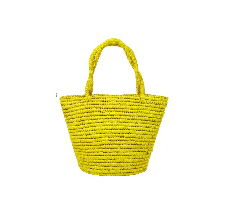 Handwoven with 100% Toquilla straw. This material is known for its quality and beauty. Each bag is entirely hand made, since the straw dye to the weaving of the bag. Each piece takes between two and three weeks to complete. Carry all essentials in this chic bag. - We ship with DHL Express. Shipping takes approximately 3 to 5 days to arrive depending on the destination. Need Help? Please contact: customercare@sensistudio.com All Sales Are Final. Braided Basket Bags For Shopping, Daily Use Straw Crochet Bag In Bucket Shape, Yellow Handwoven Crochet Bag For Summer, Summer Yellow Handwoven Crochet Bag, Braided Straw Bag For Daily Use, Braided Straw Bag For Shopping, Braided Crochet Tote Bag For Shopping, Braided Straw Shopping Bag, Daily Use Braided Straw Bag