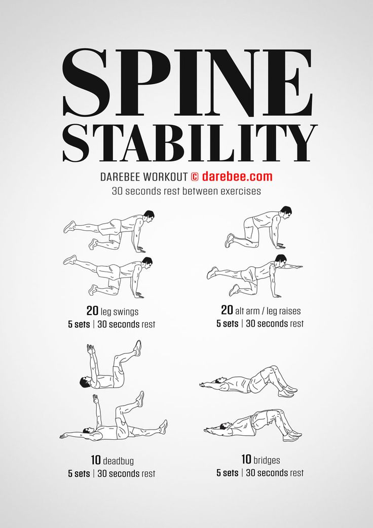 an exercise poster showing how to use the spine stability exercises for beginners