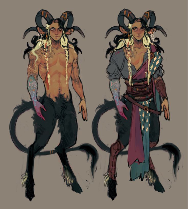 two male characters with horns and long hair