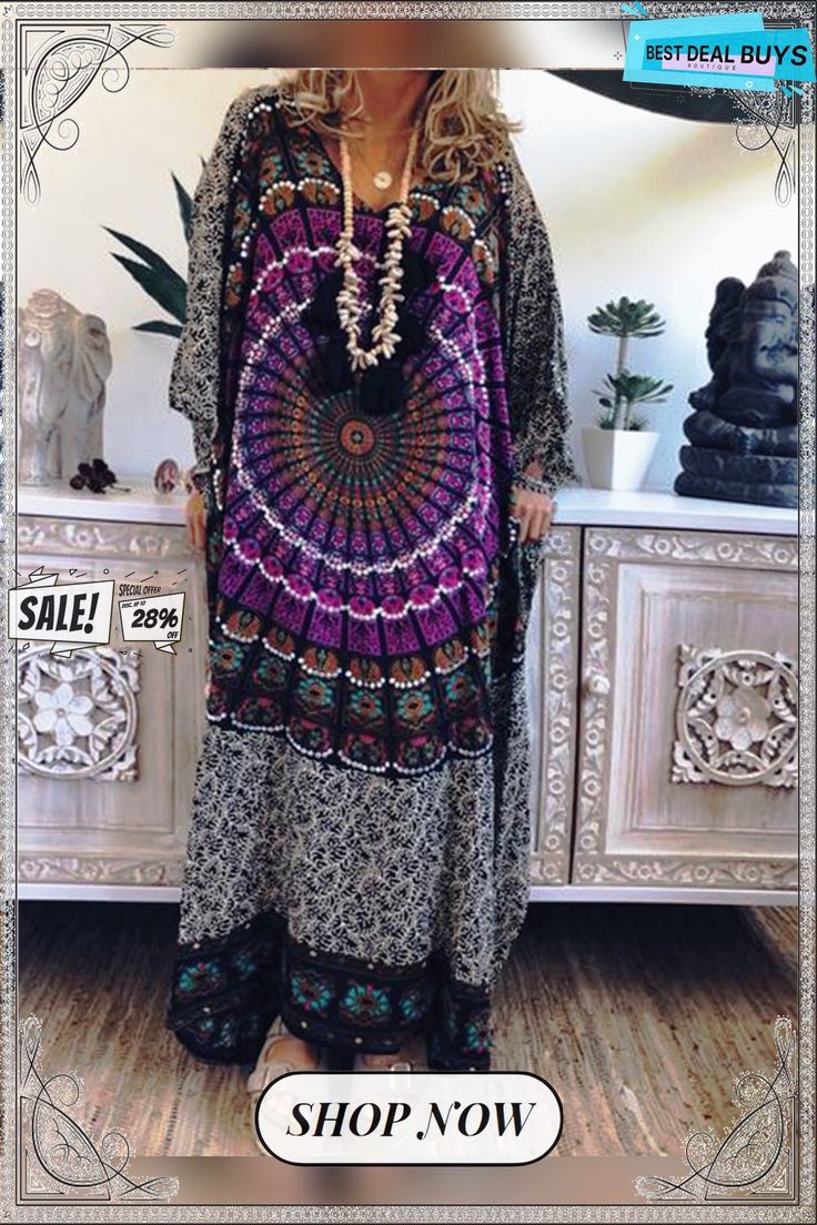 Women Casual Loose Top Tunic Maxi Dress Multicolor Long Sleeve Hippie Dress, Hippie Long Sleeve Multicolor Dresses, Hippie Long Sleeve Patterned Dress, Multicolor Long Boho Dress With Printed Details, Multicolor Long Sleeve Boho Dress For Vacation, Long Sleeve Multicolor Boho Dress For Vacation, Purple Long Sleeve Maxi Dress For Festival, Printed Long Sleeve Festival Dresses, Printed Long Sleeve Dress For Festival