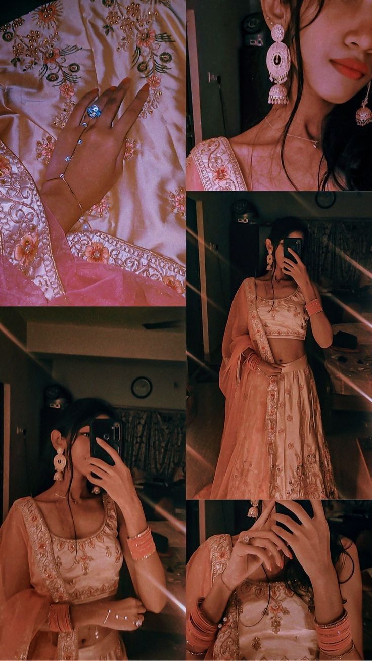 a collage of photos showing different types of clothing and accessories, including an evening gown