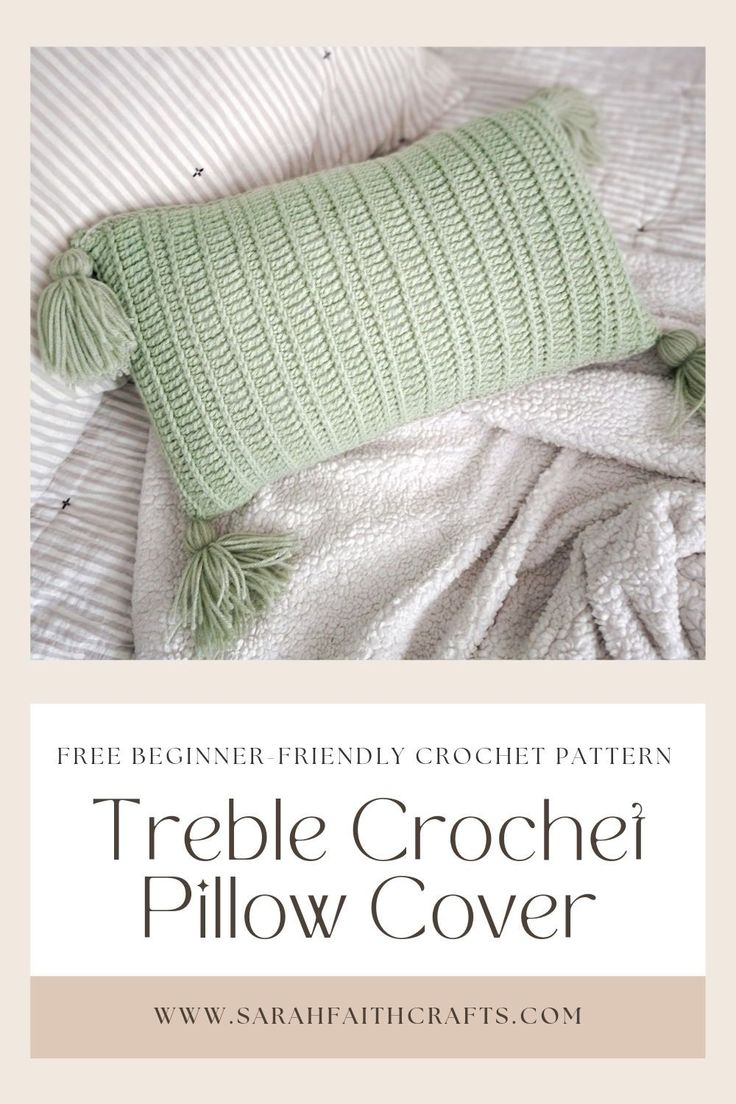 a crochet pillow with pom poms on it and the text, free beginner friendly crochet pattern