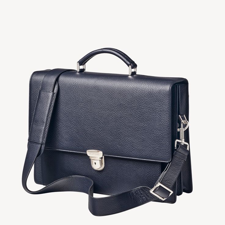 City Laptop Briefcase in Navy Pebble | Aspinal of London Designer Sling Bag, London Bags, Laptop Briefcase, Structured Design, Aspinal Of London, Phone Pouch, Leather Briefcase, Leather Messenger Bag, Leather Messenger