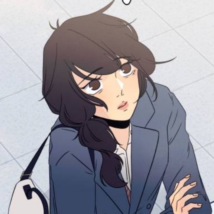 an anime character with black hair and brown eyes, wearing a blue blazer jacket