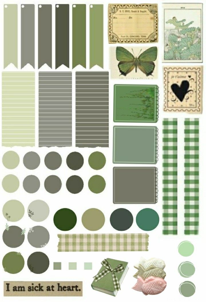 some green and white items are arranged in the shape of squares, stripes, and hearts