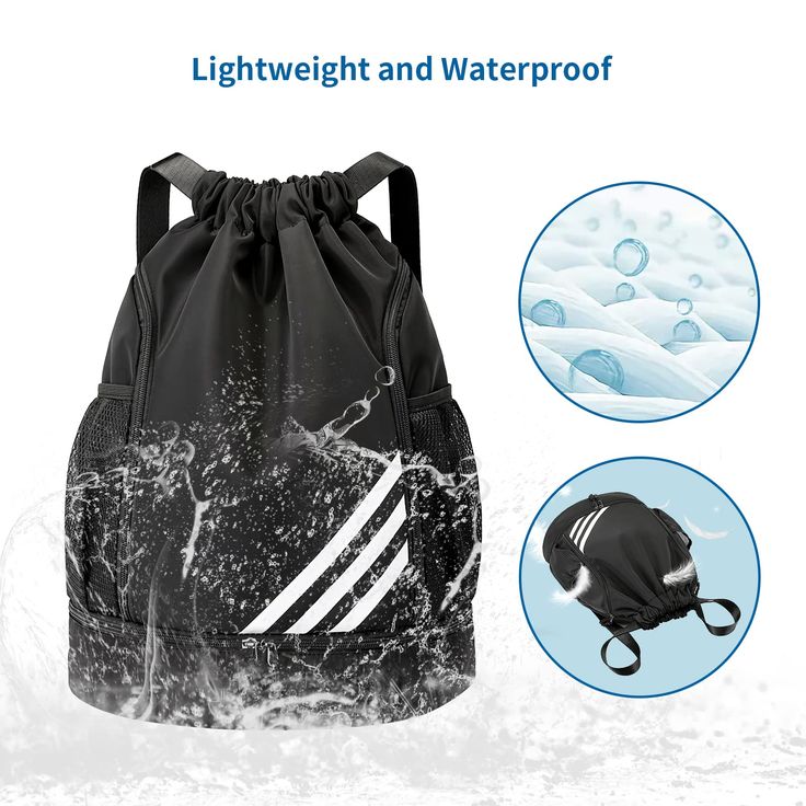 👇Localityi 2023 New Design Sports Backpacks 🔥 Light ＆ Large Capacity: The size of the backpack is "16.9*13.4"inch, which can accommodate most sports and daily items, such as basketball, gym clothes, swimming gear, sports towels, textbooks, shoes, etc.; the weight is only 0.83 lbs ( 0.38kg), very light. Multi-Pocket Design: Side mesh pockets with elastic straps on both sides of the sports bag backpack can accommodate water bottles, umbrellas; front pocket can store tissues and toiletries; the bottom is an independent shoe compartment;There is also an extra interior zippered pocket inside the rope bag, which is big enough to hold small valuables like sports watch, wallet, etc. to avoid the pickpockets Waterproof and Durable Materials: Our drawstring backpack bag is mainly made of high-dens Swimming Gear, Gym Backpack, Sport Towel, Light Backpack, Great Gifts For Women, Rope Bag, Backpack Sport, Sports Watch, Badminton