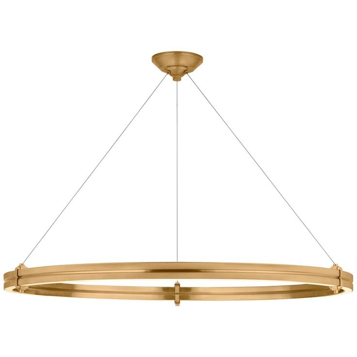 a large circular light fixture with two lights hanging from it's center, and an oval