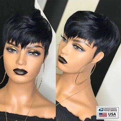 Pixie Human Hair Black Short Cuts Wigs Brazilian Women Hairstyles Natural Wigs | eBay No Lace Wigs, Short Bob Wavy, Short Quick Weave, Short Pixie Wigs, Short Cut Wigs, Quick Weave Hairstyles, Short Human Hair Wigs, Short Sassy Hair, Human Wigs