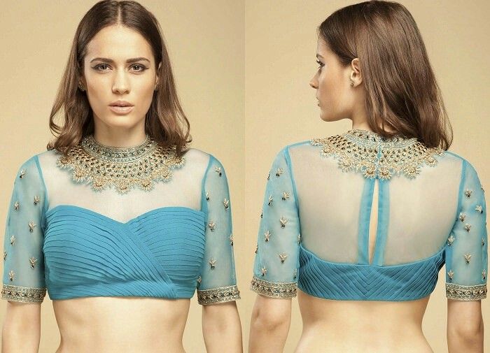 Jewel Neck Blouse Work Blouse Designs Simple, Blouse Designs Simple, Net Blouse Designs, ब्लाउज बैक नेक डिजाइन, Net Saree Blouse Designs, Net Saree Blouse, Work Blouse Designs, Indian Blouse Designs, Netted Blouse Designs