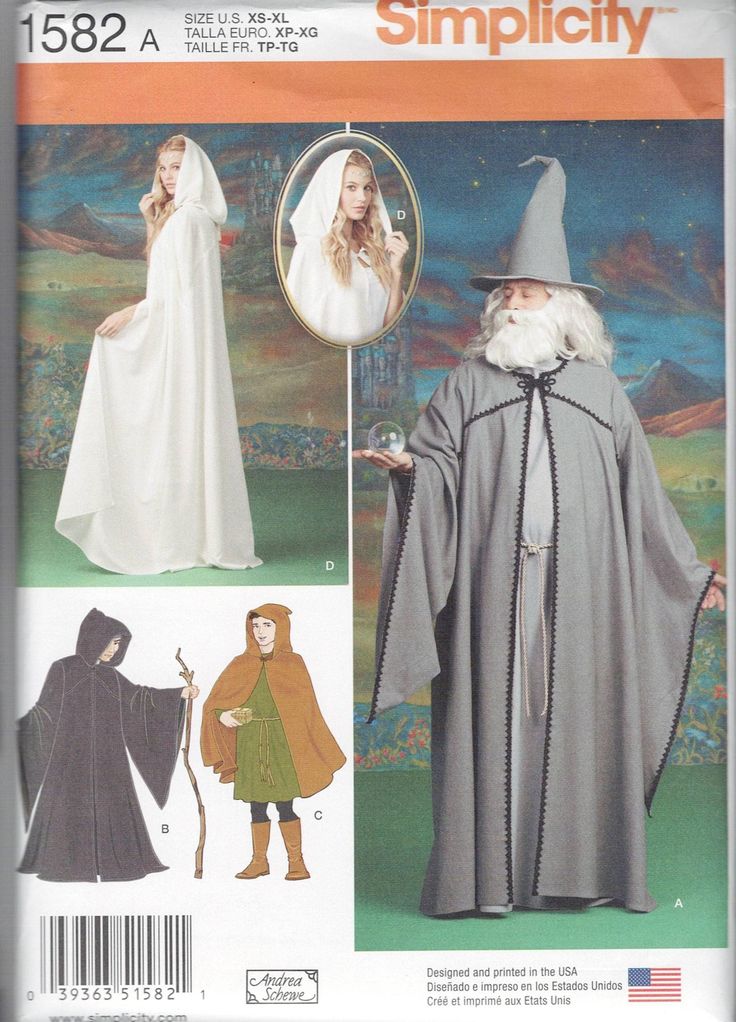 the wizard costume is shown in this sewing pattern