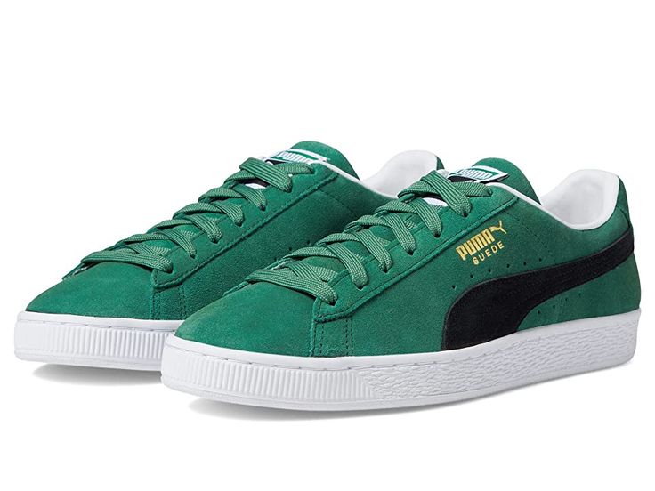 PUMA Suede Classic XXI - Men's Shoes : Vine/Puma Black/Puma White : Keep it cool and casual in the PUMA Suede Classic XXI featuring a classic lace-up style sneaker boasting all over suede detail and branding/logos throughout. Available in six suede color options. Leather upper. Textile lining. Synthetic sole. Imported. Measurements: Weight: 14 oz Product measurements were taken using size 9, width D - Medium. Please note that measurements may vary by size. Weight of footwear is based on a single Green Suede Sporty High-top Sneakers, Green Suede Sporty Sneakers, Suede Sneakers With Boost Midsole For Streetwear, Green Suede Lace-up Sneakers, Green Suede Sneakers For Streetwear, Custom Streetwear Sneakers With Boost Midsole And Suede, Custom Suede Sneakers With Boost Midsole For Streetwear, Green Suede Sneakers With Boost Midsole, Suede High-top Sneakers With Cushioned Footbed For Streetwear