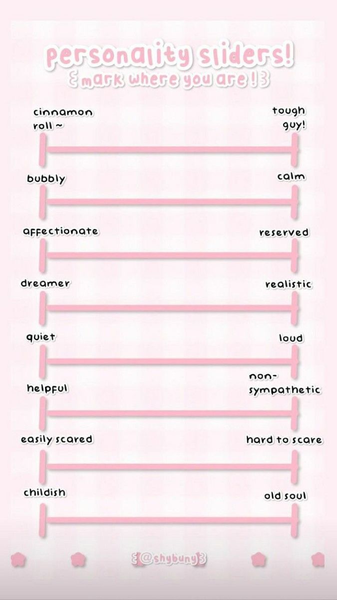 a pink poster with the words personalitys and their meanings