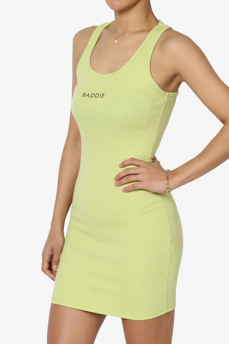 Elevate your summer look with this Casual Racerback Bodycon Tank Dress.Featuring a sleeveless design, graphic print, and lightweight knit fabric, it's perfect for casual outings and beach days.Pair with sandals or a denim jacket for a trendy, effortless style.Ideal for women seeking stylish, comfortable, and versatile summer dresses.TheMogan Junior's Casual Racerback Bodycon Tank Dress is perfect for summer outings.Sleeveless, lightweight ribbed fabric, and graphic print for a trendy, comfortabl Casual Bodycon Tank Dress, Fitted Tank Summer Dress, Fitted Tank Dress For Summer, Trendy Scoop Neck Dresses For Spring, Trendy Scoop Neck Spring Dresses, Trendy Spring Dresses With Scoop Neck, Fitted Summer Tank Top For Day Out, Fitted Racerback Summer Dress, Sporty Fitted Tank Top For Day Out