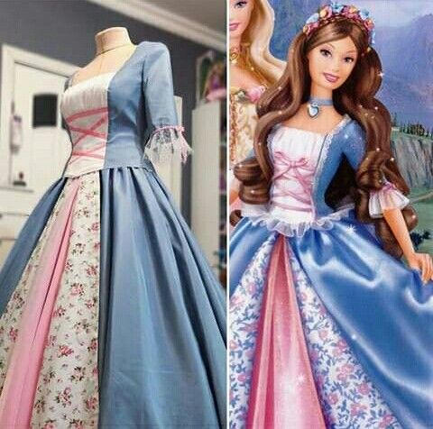 two pictures of barbie dolls in dresses and one is wearing a tiara