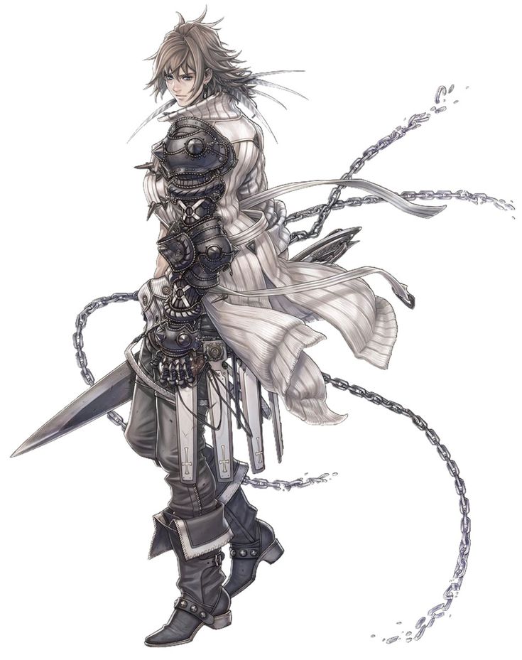 an anime character with chains and armor