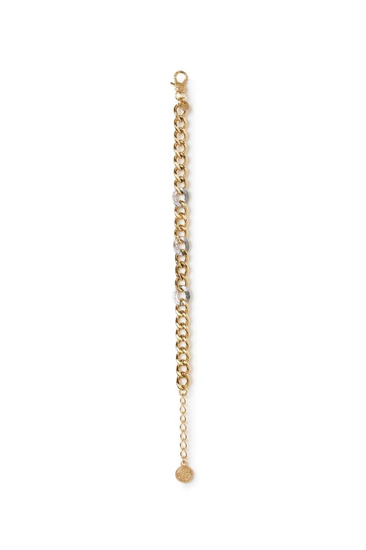 Elevate your accessory game with this stylish mixed chain bracelet. Featuring a blend of three sleek silver chains, this bracelet offers a modern and sophisticated look. The clip clasp closure ensures a secure and comfortable fit, making it a versatile piece for any outfit. Perfect for adding a touch of elegance to your everyday wear or for special occasions. Color: Gold / Silver 3 Silver Links Clip Clasp Elegant Chain Link Bracelet With Chain Strap, Adjustable Link Chain Bracelet In White Gold, Modern Metal Chain Bracelet With Double Chain, Modern Adjustable Jewelry With Chain Strap, Adjustable Link Chain Bracelet In Metal, Metal Link Chain Bracelet With Adjustable Chain, Metal Link Bracelet With Chain Strap, Metal Chain Link Bracelets, Adjustable Chain Metal Bracelet