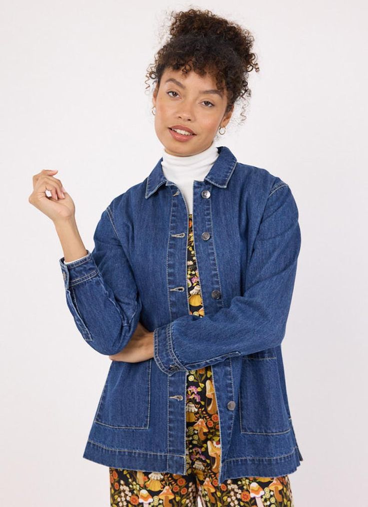 Kurt Button-Down Mid Wash Denim Jacket Canadian Tuxedo, Buy List, 1990s Fashion, Floral Shirt Dress, 1980s Fashion, 1970s Fashion, 1960s Fashion, 1950s Fashion, Tea Dress