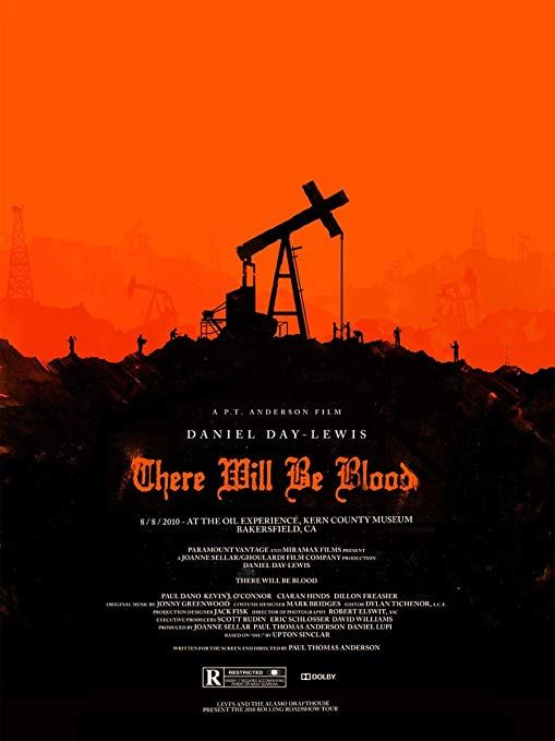 a movie poster with an oil pump in the background