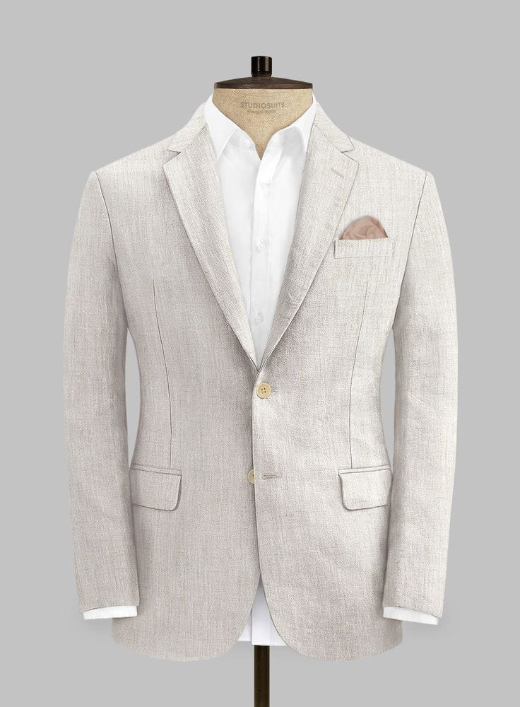 Tropical Beige Pure Linen Suit – StudioSuits Beige Linen Suit, Herringbone Tweed Jacket, Everyday Jacket, Smart Casual Wear, Green Tweed, Linen Suits, Herringbone Tweed, Beautiful Suit, Linen Jackets