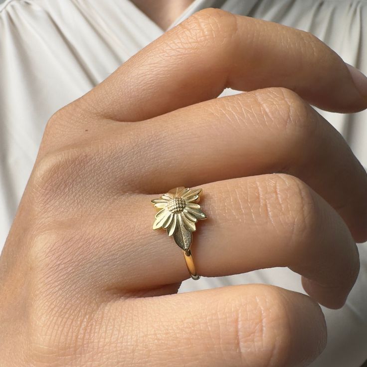 14k Gold Flower Ring Floral Pretty Ring Leaf Gold Ring Spring 18k Gold Flower Ring Gift For Botanic Lover. This unique design was produced by ISEA. Favorite ring of summer days. Favorite ring of summer days. Never Tarnish Guarantee ➤ Ring Details * 14k / 18k Yellow Gold * Gold Color Options; 14K / 18k White, Yellow, Rose Gold * Top Width: 7 mm * Top Length: 7 mm * Band Width: 1.85 mm * Band Thickness: 1.25 mm * Ready to Ship 3-5 Business Days 💍 ISEA Jewels' pieces are handcrafted by 10-15 years Fine Jewelry With Birth Flower In 14k Gold, Dainty Gold Flower Ring Stamped 14k, 14k Gold Birth Flower Fine Jewelry, 14k Gold Birth Flower Jewelry, Fine Jewelry Yellow Gold Birth Flower Jewelry, Classic Yellow Gold Flower Ring As Gift, Classic Yellow Gold Flower Ring For Gift, Yellow Gold Promise Flower Ring, Gold Flower Ring Stamped 14k