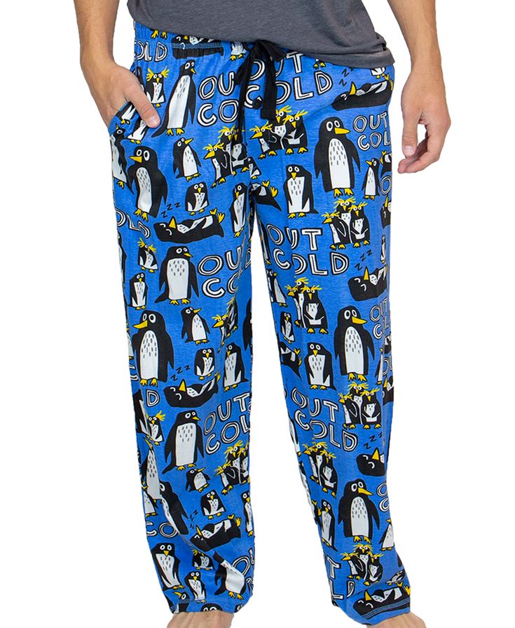 Winter is the time to keep warm and be cozy! Our Out Cold Penguin pajama pants are going to keep you from shivering! Made for both men and women, these roomy jammies are made from soft 100% combed cotton knit and come in lots of wild patterns. Pants have a fly, a drawstring and pockets. PANTS ONLYâ€¢	100% Combed Cotton Knitâ€¢	Pockets each sideâ€¢	Drawstringâ€¢	Encased Elastic Bandâ€¢	Button Flyâ€¢	Slight Taper through Legâ€¢	Permanent No Fade Print â€¢	Preshrunk Onesie Pajamas Women, Kids Christmas Pjs, Shark Pajamas, Family Matching Pjs, Penguin Pajamas, Adult Onesie Pajamas, Easter Pajamas, Pj Pant, Funny Pajamas