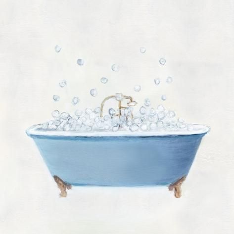 a painting of a bathtub filled with bubbles