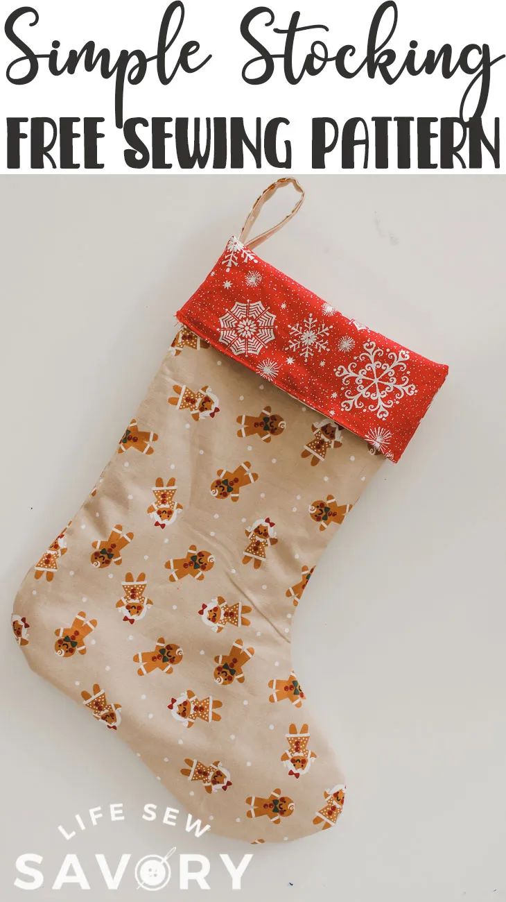 a christmas stocking with the title saying simple stockings free sewing pattern