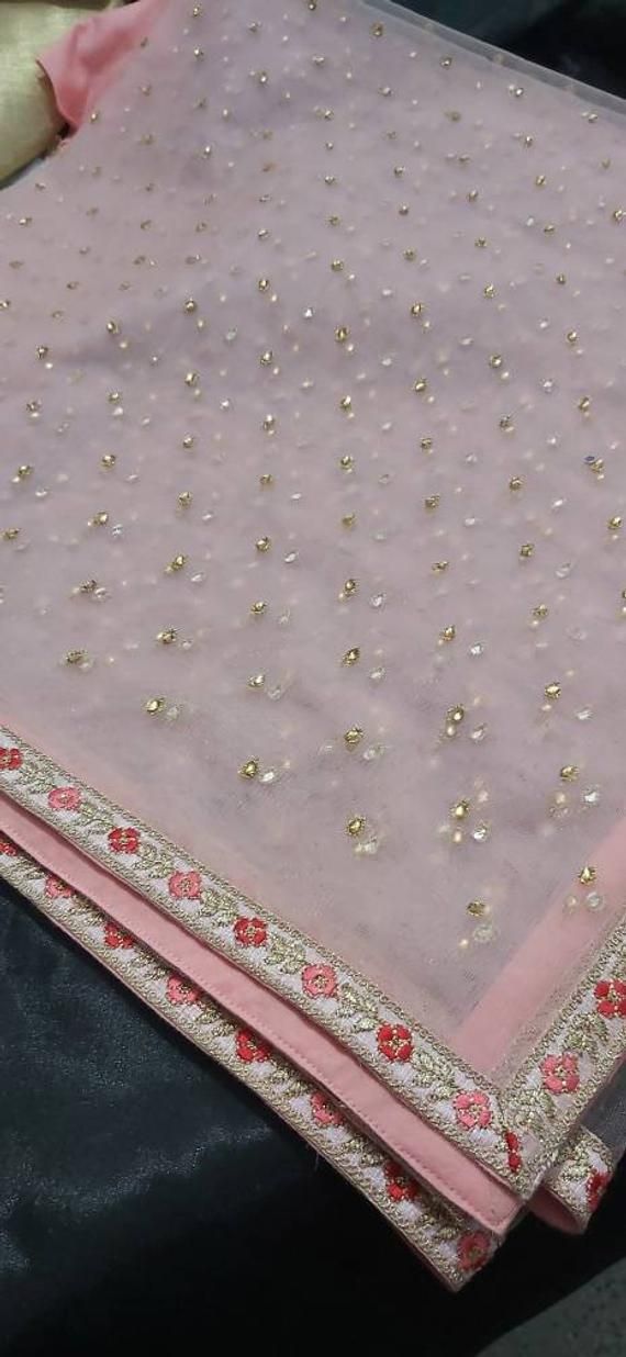 Check out this item in my Etsy shop https://www.etsy.com/listing/686456257/light-pink-kundan-work-dupatta-with-four Red Wedding Lehenga, Red Lehenga Choli, Pink Color Combination, Pink Dupatta, Lehenga Dupatta, Light Peach Color, Kundan Work, Lehenga Blouse Designs, Red Wedding Dresses