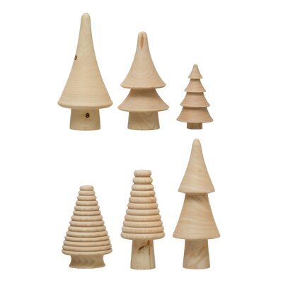 wooden christmas trees on white background